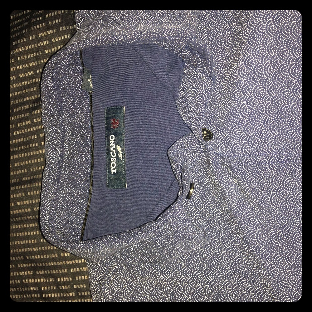 Dark Blue Toscano Short Sleeve Button Up Shirt